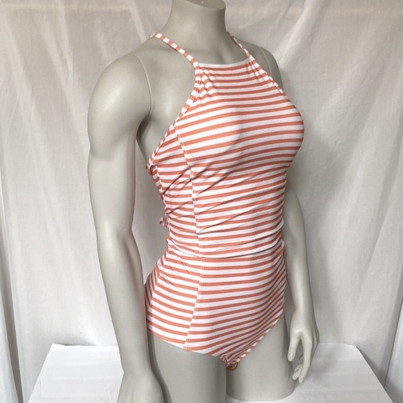 Women’s Swimming One Piece Bathing Suit Size X-LARGE Striped Orange & White NWOT - Picture 3 of 8